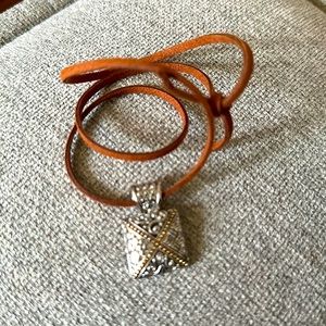 Silver-tone Brass Square Southwestern Necklace